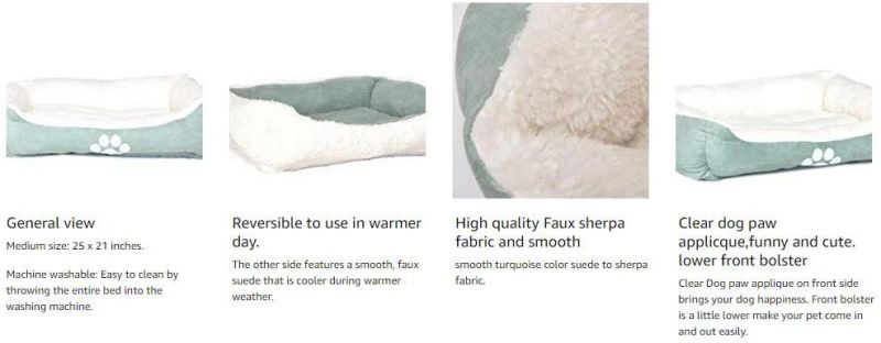 Medium Dog Bed All Season Dog Cushion with Dog Paw Printing