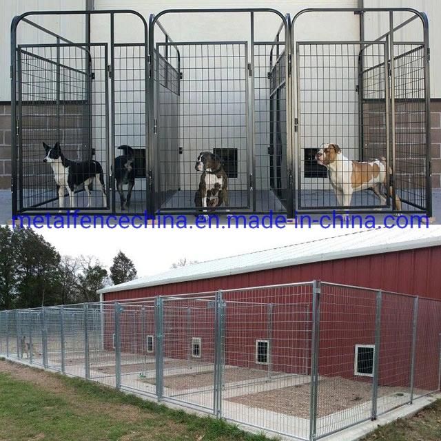 Black Powder Coated Indoor / Outdoor Dog Boarding Kennels.