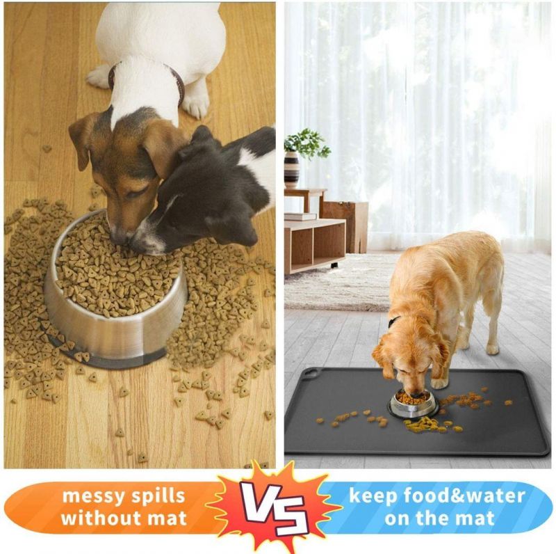 Dog Food Mat - Dog Cat Bowl Mat for Food and Water
