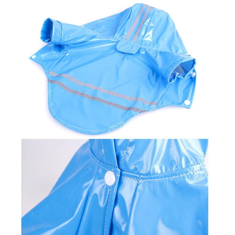 Pet Small Dog Raincoat PU Reflective Waterproof Clothes Hooded Rainwear