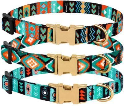 Nylon Dog Collar with Buckle Tribal Pattern