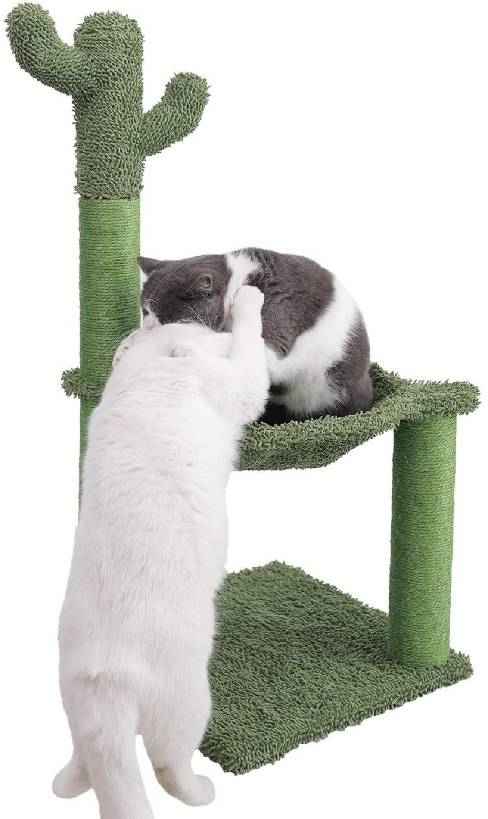 Full Wrapped Sisal Cactus Cat Tree Scratching Post with Hammock