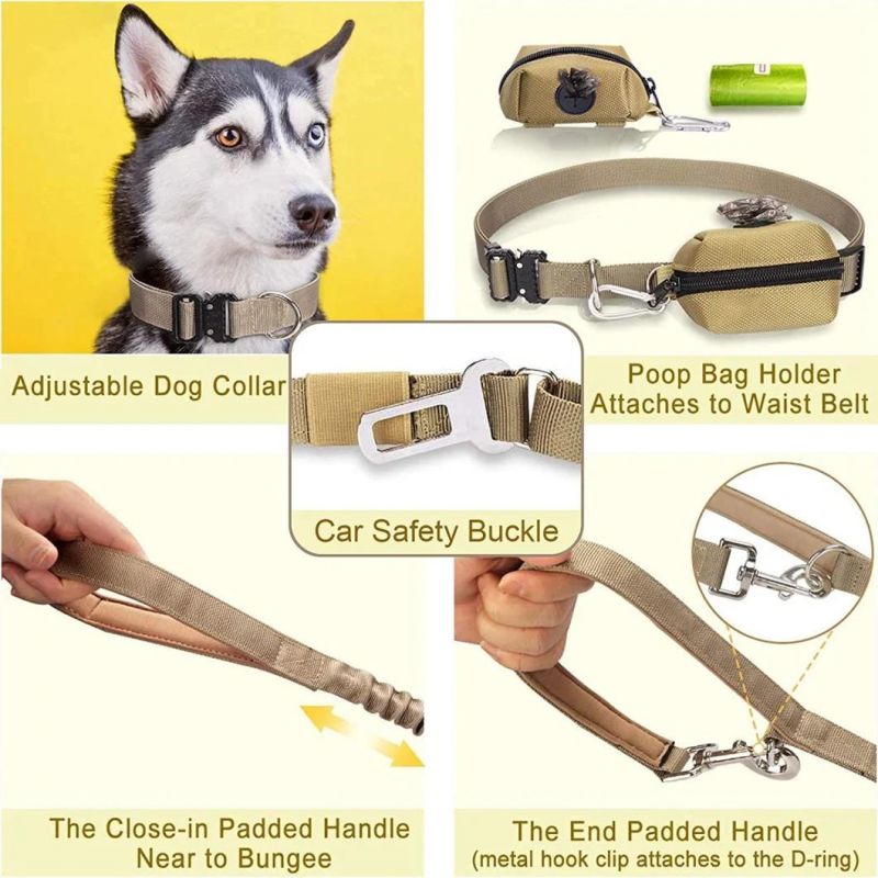 5 in 1 Hands Free Dog Leash Set 4PCS for Walking Retractable Running Leash