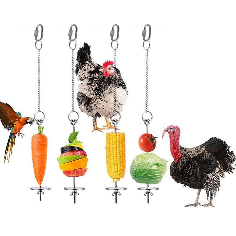 Chicken Fruit Vegetable Feeder Hanging Bird Food Feeder Toy Chicken Veggies Skewer Fruit Holder