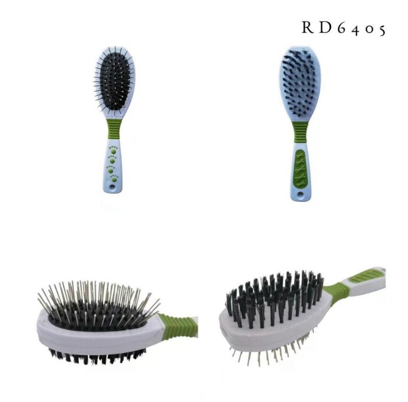 Pet Double-Sided Comb Pet Grooming Hair Brush for Dogs and Cats Green-L