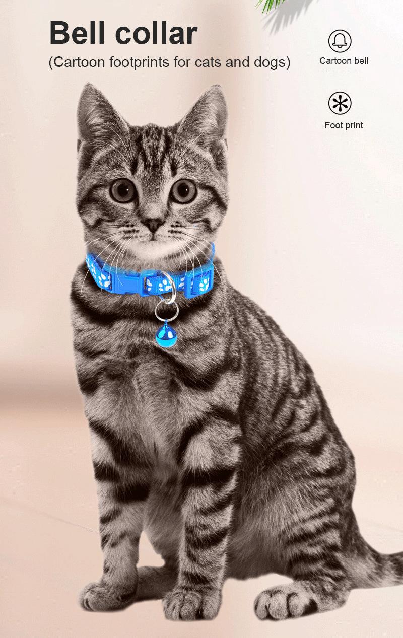 New Cute Bell Collar for Pet Cartoon Footprint Collars Leads Cat Accessories