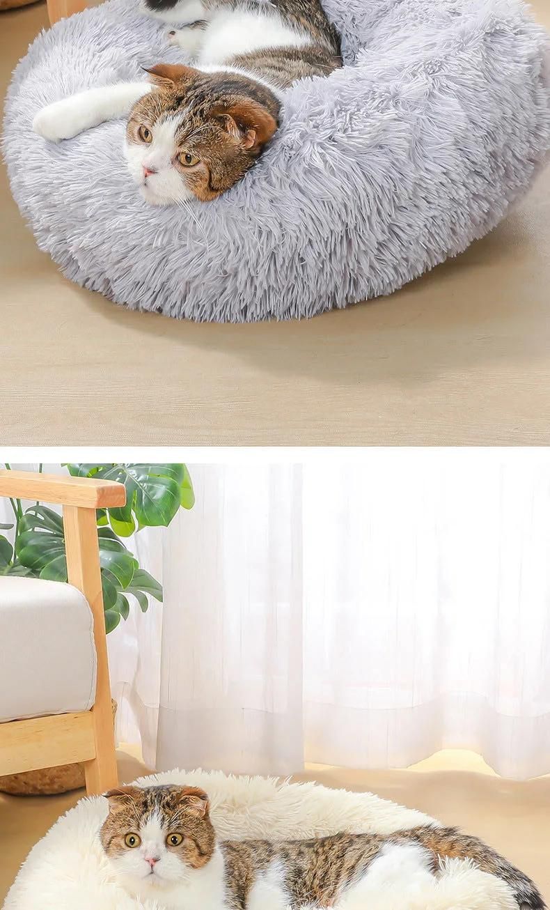 New Super Soft Bed Round Washable Long Plush Kennel Cat House Velvet Mats Sofa Pet Bed