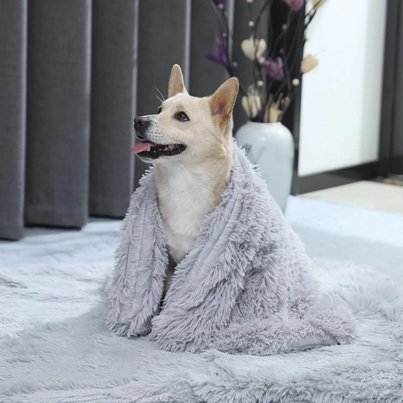 Plain Colors Plush Fluffy Fur Dog Blanket, Warm Pet Cat Cushion