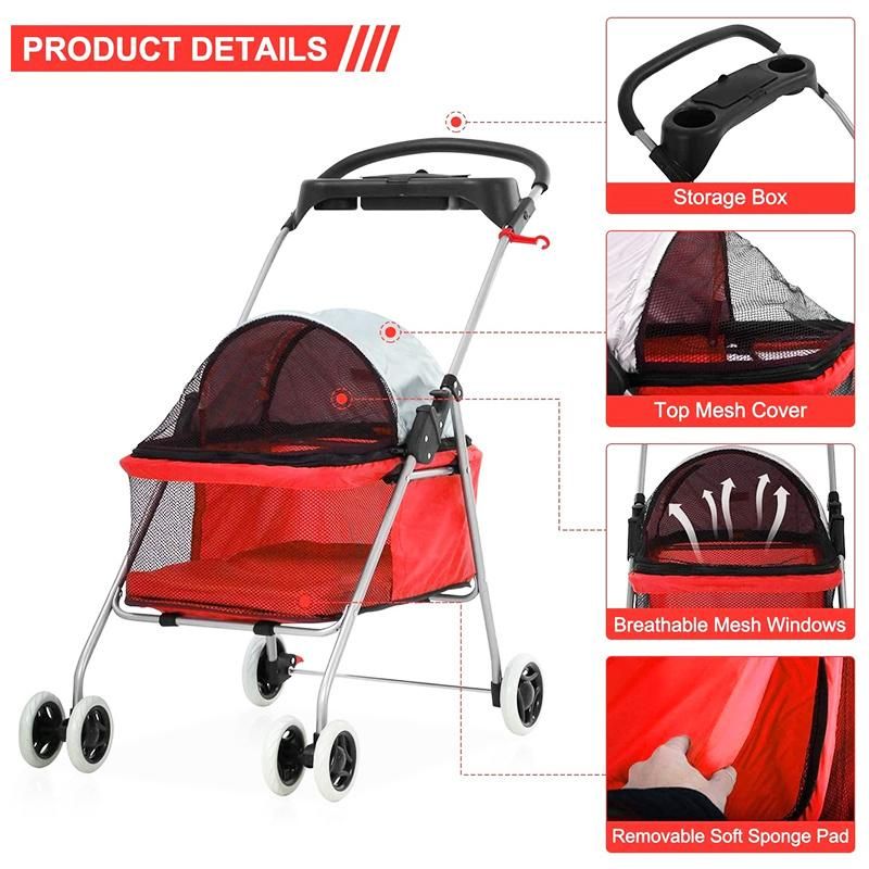 Wholesale Customization Dog Go out Trolley Pet Dog Stroller Separate Folding Car Portable Cat Pet Trolleys