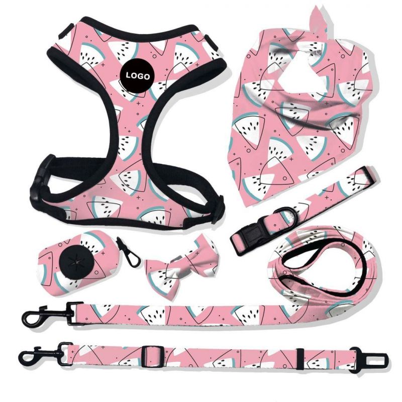 Custom Dog Harness Set Collar Adjustable Padded Sublimation Luxury Dog Chest Harness Pet Accessories for Dogs/Comfortable and Breathable/Waterproof