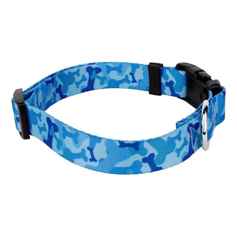 Colored High Quality Camo Ocean Blue Adjustable Buckle Dog Collar
