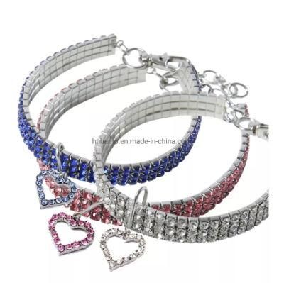 Wholesale Crystal Elastic Bright Necklace with Pendant Popular Pet Collar Dog Jewelry