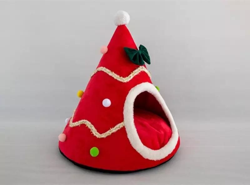 Wholesale OEM Washable Christmas Pet Bed Indoor House for Dogs Cats
