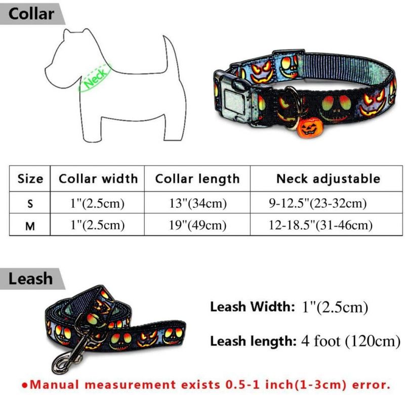 Halloween Dog Collar and Leash Set with Cute Bell