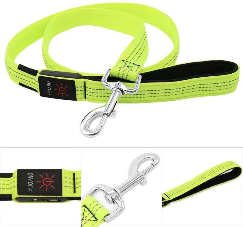 USB Rechargeable 47.2 Inch 120 Cm Reflective Night Safety Pet Leash