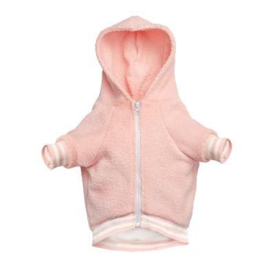 2022 Instagram Hottest Dog Hoodie Pink Teddy Velvet Soft Plush Velvet Dog apparel Luxury Dog Hoodie with Metal Zipper