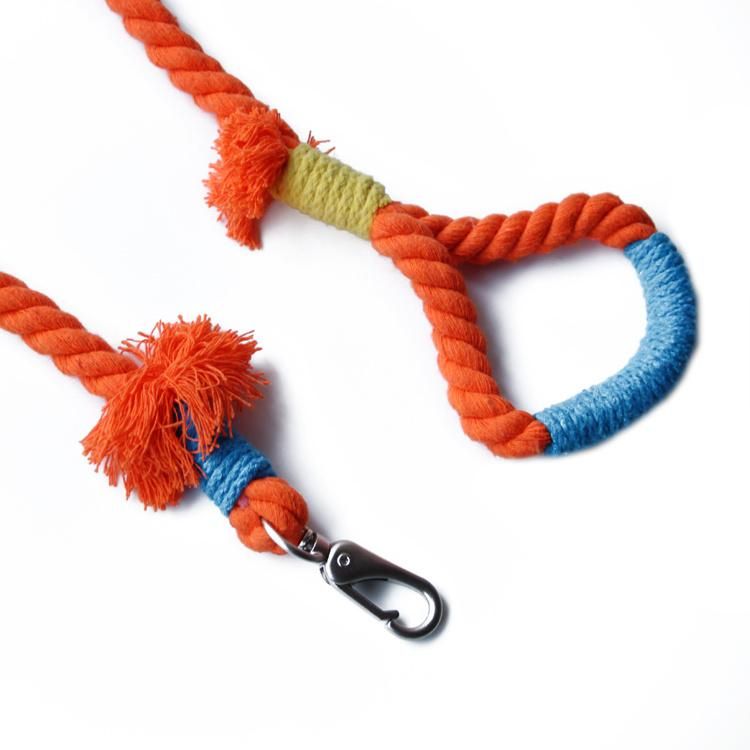 Customized Multiple Color Durable Handmade Cotton Braided Rope Dog Leash