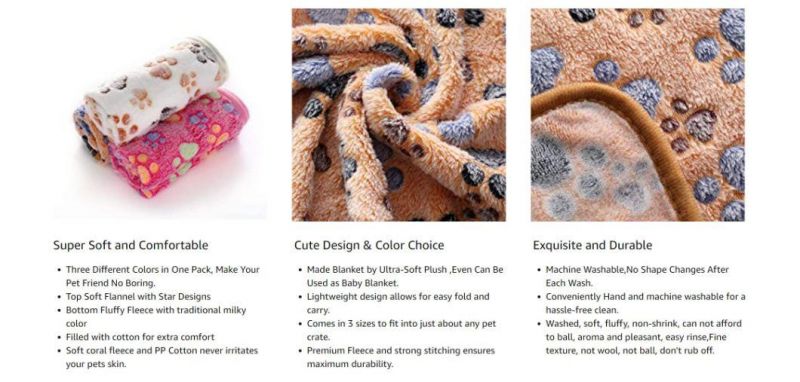 100% Double-Sided Coral Velvet Textures Soft Comfortable Pet Blanket
