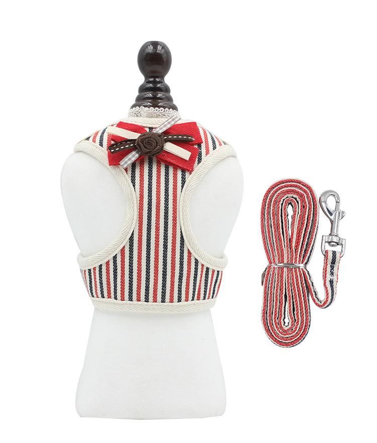 New Style Luxury Custom Leashes Pet Chest Harness Set with Bow