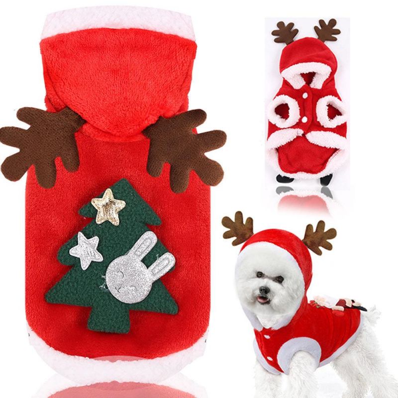 Christmas Clothes for Big Dogs Cat Pet Winter Warm Tree Holiday Dressing Santa Claus