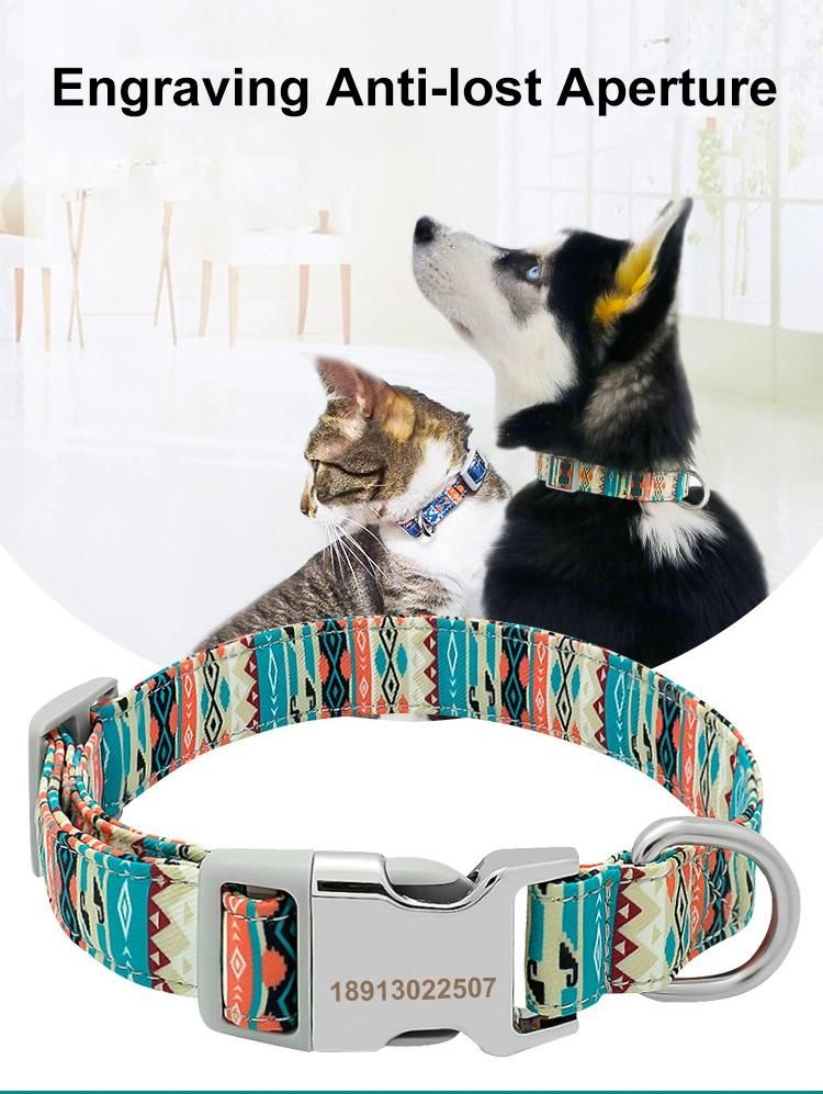 No Minimum Order Quantity Custom Pattern Dog Accessories Polyester Luxury Pet Collar