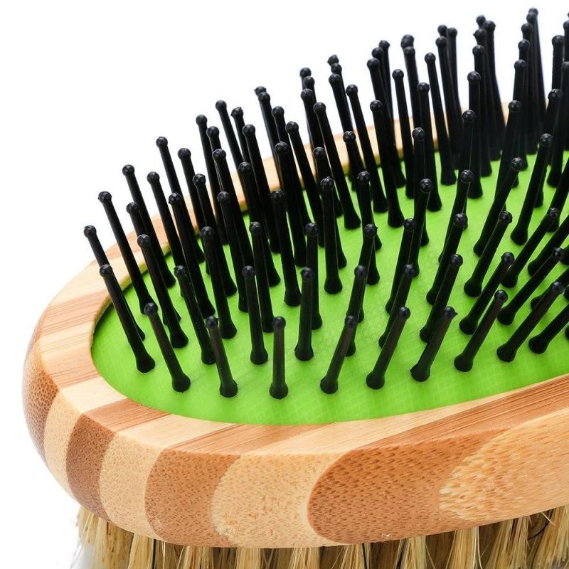 Jm Double Sided Pet Grooming Brush Bamboo Healthy Massage Cleaning Brush