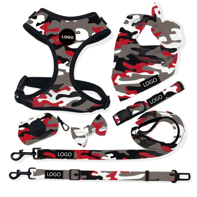 6 in Set Dog Harness Set Amazon Hot Selling Dog Collar Dog Accessories Bow Tie Poop Pag
