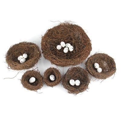 Rattan Simulation Bird Nest Bed with Egg Handmade Bird House