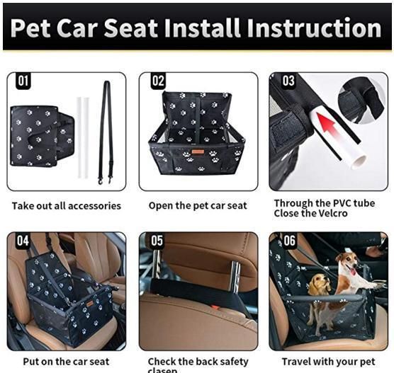 Dog Products, Pet Car Booster Seat Travel Carrier Cage, Oxford Breathable Folding Soft Washable Travel Bags for Dogs Cats and Other Small Pet