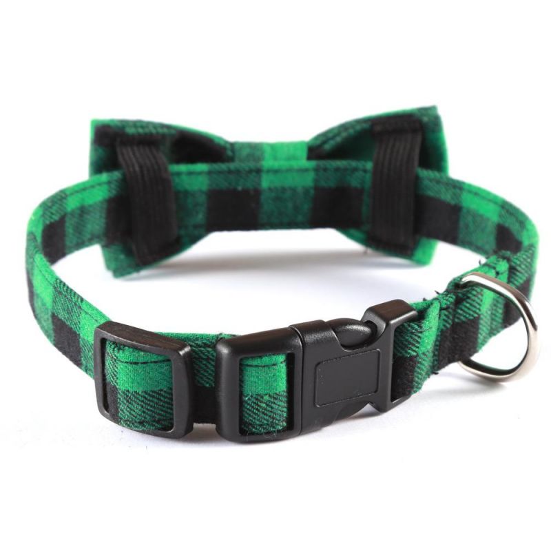 Bowknot Puppy Pet Collar, Soft Comfortable Buckle Light Dog Plaid Bow Tie Dogs Collar//