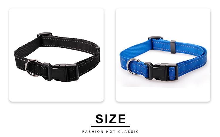 Wholesale Luxury Large Pet Neck Collar Heavy Duty Reflective Custom Adjustable Nylon Dog Collar