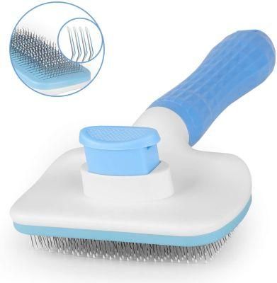 Cat/Dog Brush for Pet Massage-Self Cleaning, Anti Slip Handle, One Bottom Hair Removal