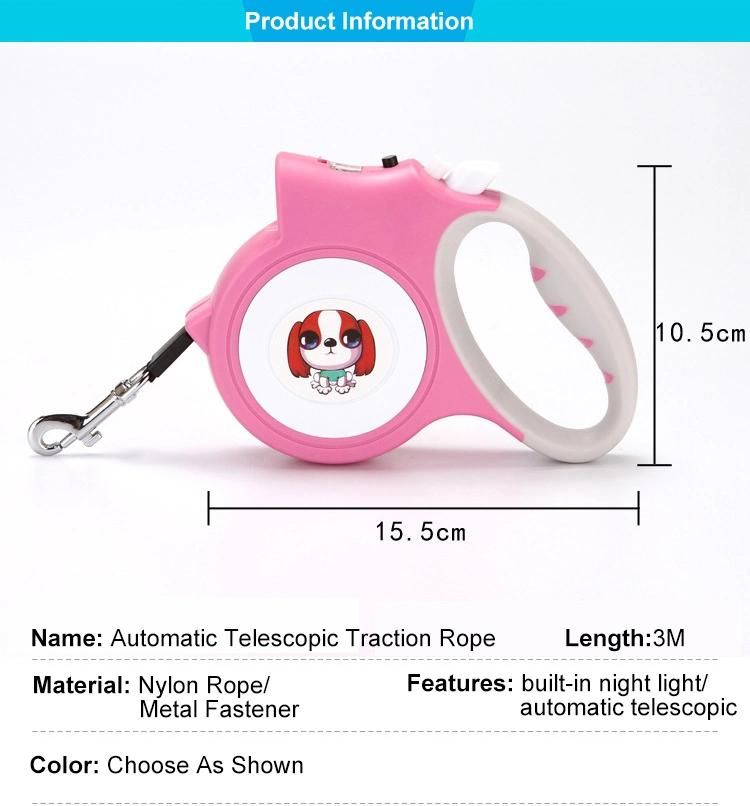 Automatic Portable LED Retractable Dog Leash with Flash Light