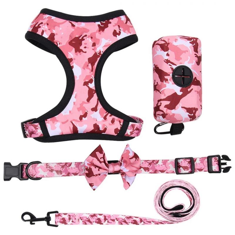 Charming Pet Set Including Dog Harness Dog Bowtie Collar Dog Leash & Dog Poo Bag