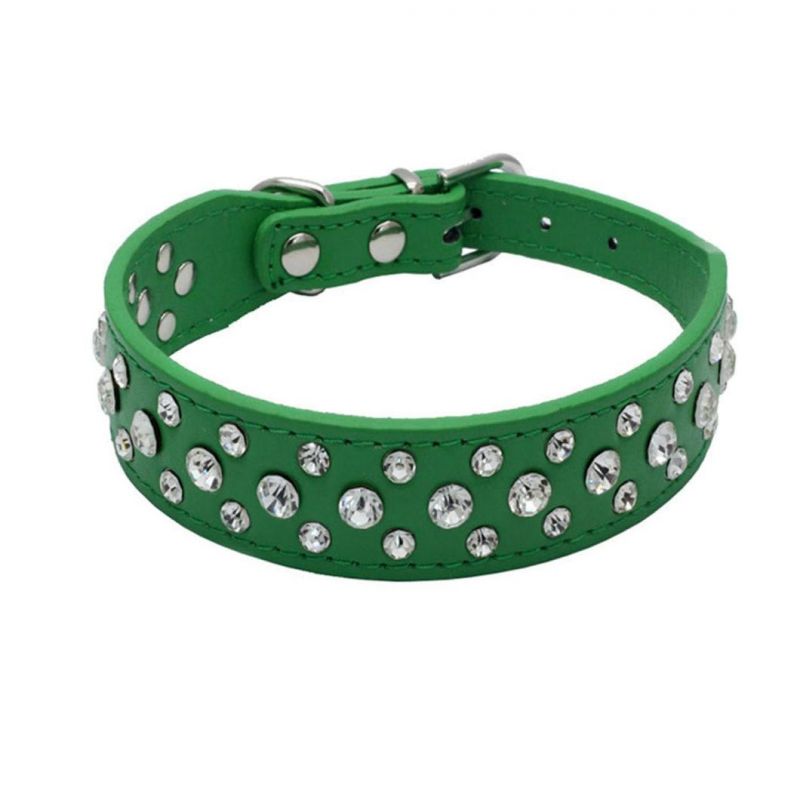 PU Leather Pet Collar with Bling Rhinestone Dog Collar