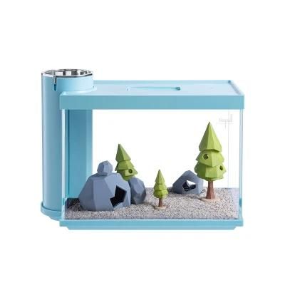 Yee Water Grass Aquarium Golden Fish Koi Betta Desktop Ecological Mini Small Fish Tank with Filter