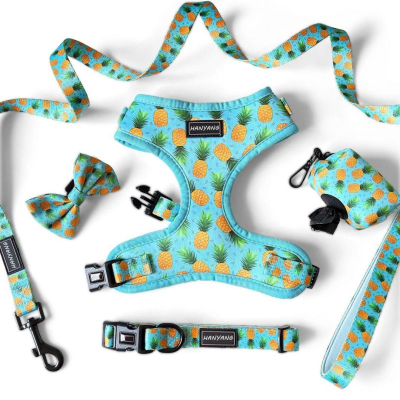 2022 Free Print Design Neoprene Custom Adjustable Dog Harness Pet Supplies Dog Harness Set