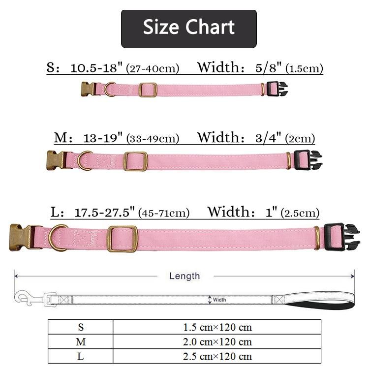 Wholesale Personalized Adjustable Luxury Custom Fashion Cotton Metal Buckle Dog Collar and Leash Set