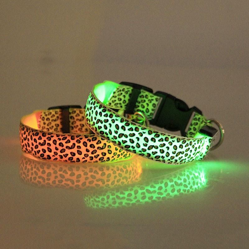 Nylon Leopard Spots Luminous LED Dog Collar Pet Products