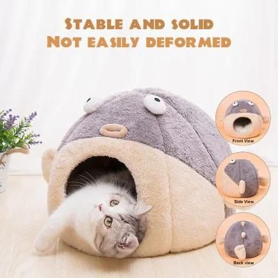New Design Pet Bed Puffer Fish Shape Indoor Cat Sleeping House