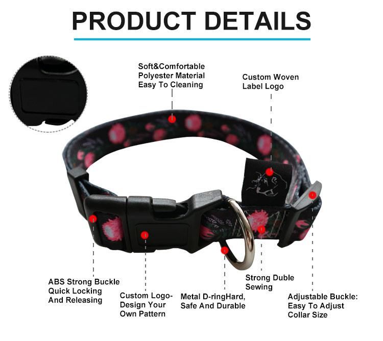 Charm Design High Quality Solid Dog Collar Leash Manufacturer Pet Supplies Dog Collar Laser Brand Leash Set