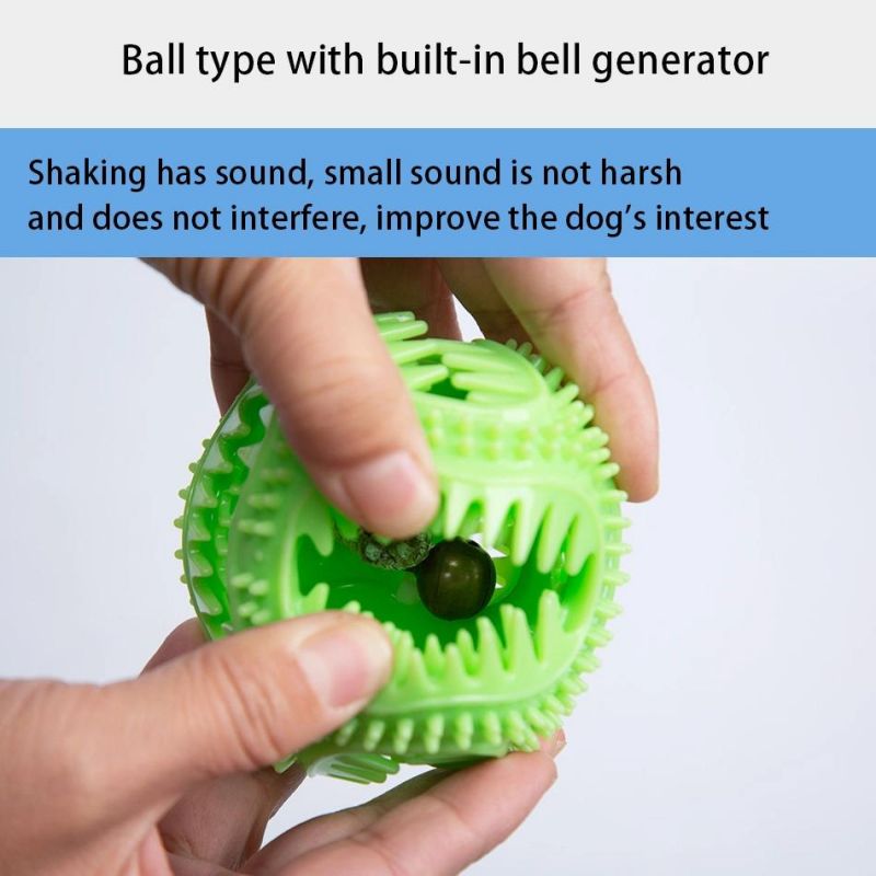 Pet Soft TPR Chewing Toy Ball Durable Biting Bell Ball Teeth Cleaning Food Leakage Ball