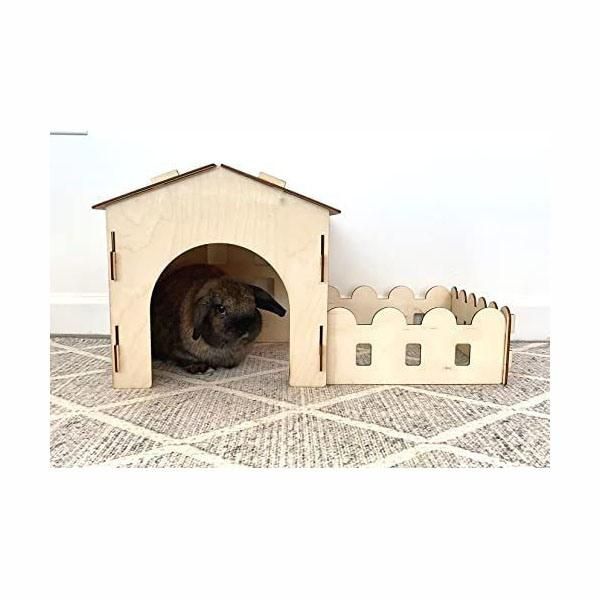 Small Animal Wood House Pet Rabbit Bunny Cages Guinea Pig Wooden Houses