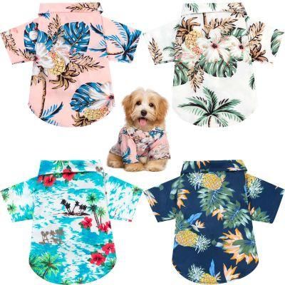 Pet Summer T-Shirts Hawaii Style Beach Seaside Floral Dog Shirt