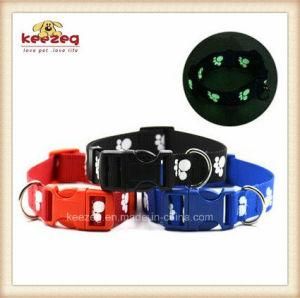 Quality Nylon Material Printing Paws Pet Collars/Luminous Dog Collar Leashes Harness (KD0114)