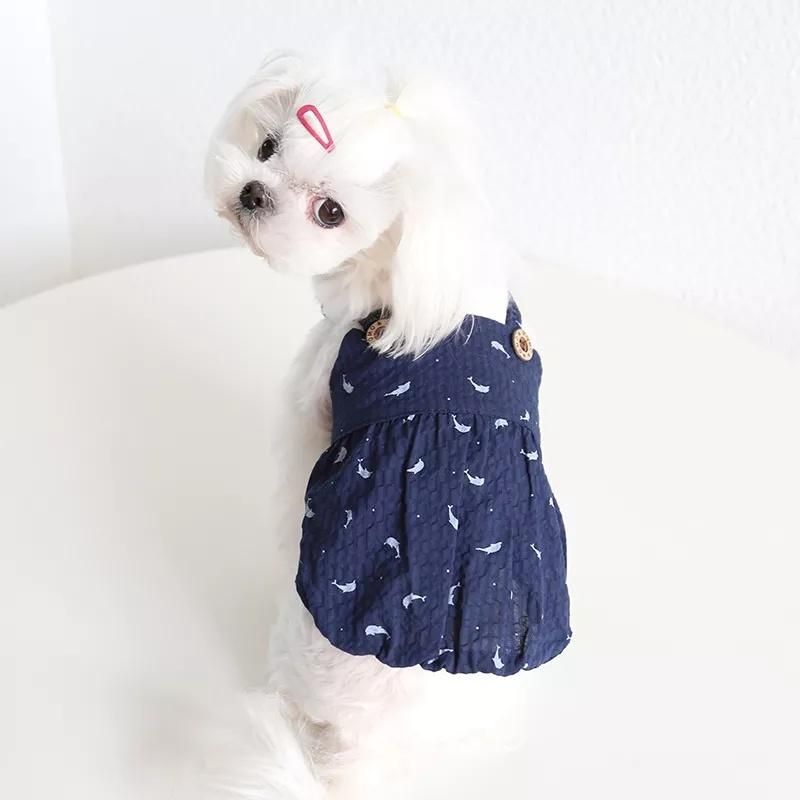 Unique Design New Pet Clothes Dolphin Bubble Embossed Vest Casual Dog Soft Cool Cat Sling T-Shirt