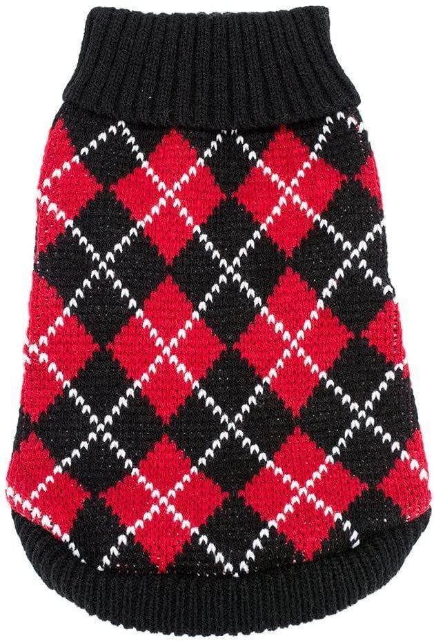 Dog Argyle Sweater Knitted for Small Doggie Puppy Cat Small