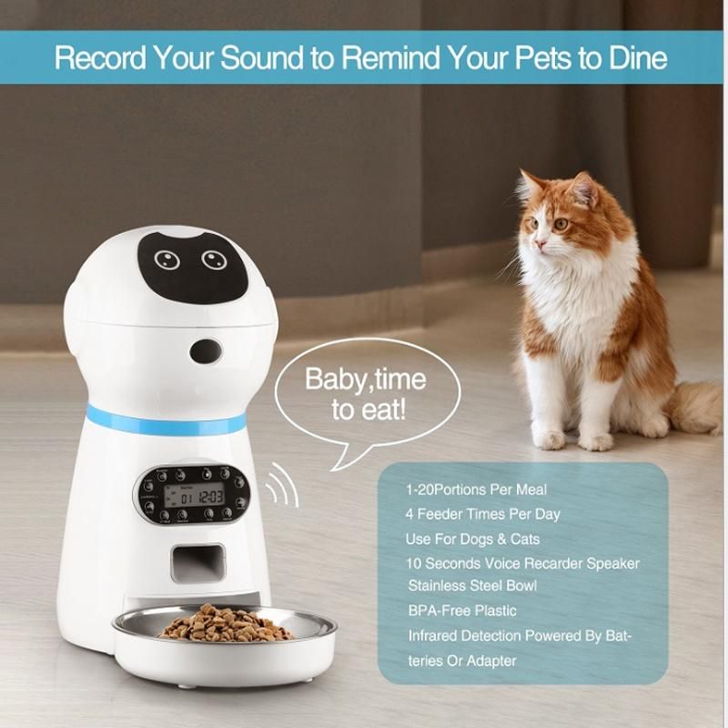 Big Volume Capacity Robot Outlook Manual Operating Pet Feeder