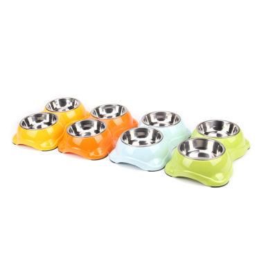 Stainless Steel Pet Food Bowl with Double Bowls