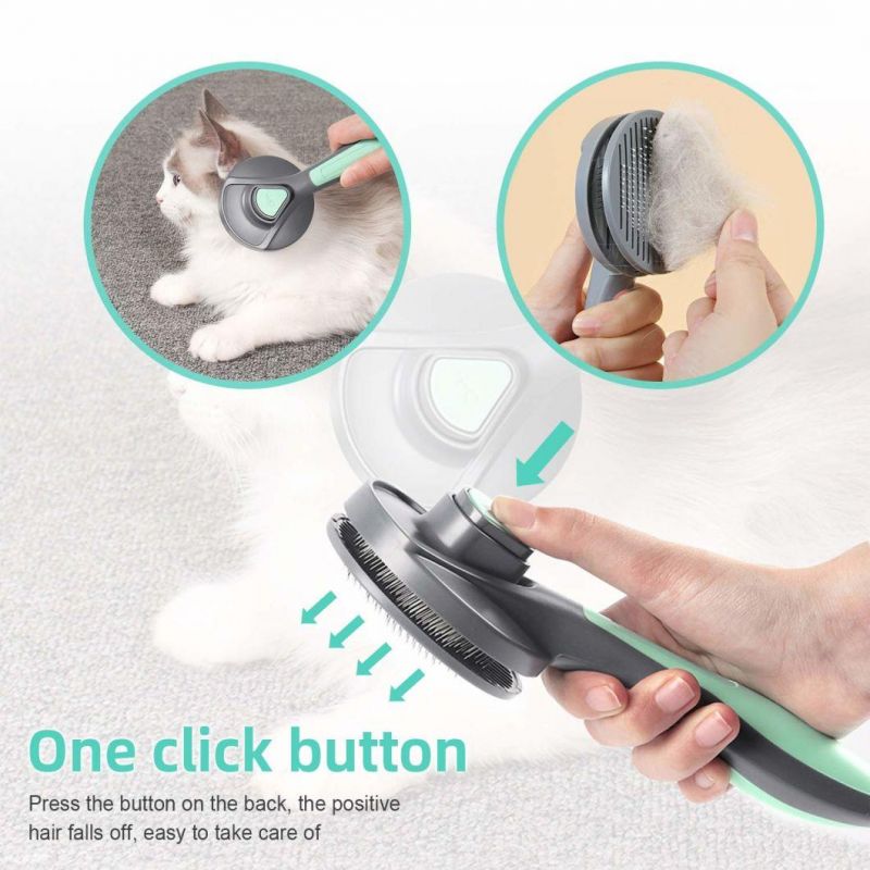Stainless Steel Middle Size Self Cleaning Brushes Shedding Grooming Brush Tools Pet Dematting Comb